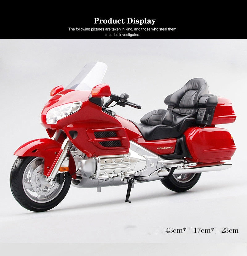1/6 Scale Goldwing Die Cast Retro Red Motorcycle Alloy Model 