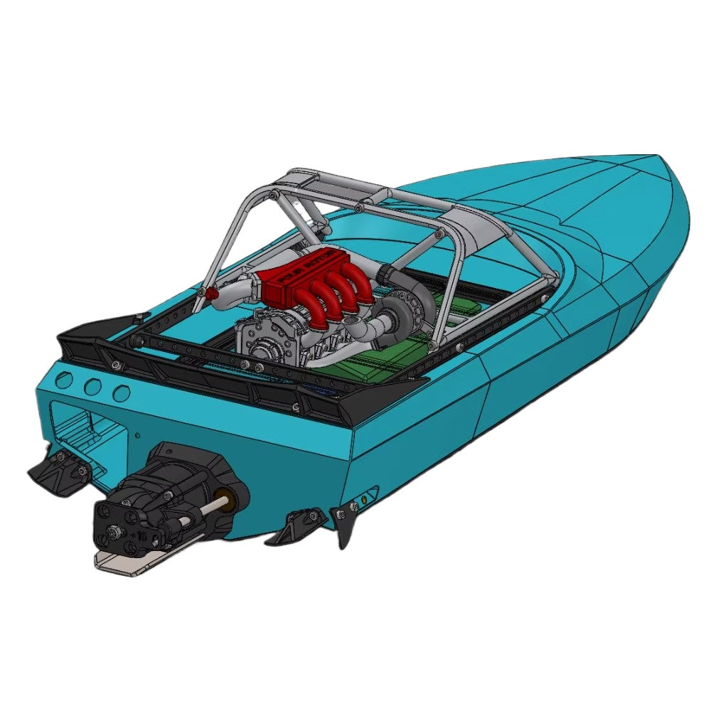 3D Printed Rc Racing Jet Boat Ragnarok with M JET 35 Jet Pump 55CM Length VAJJEXRC