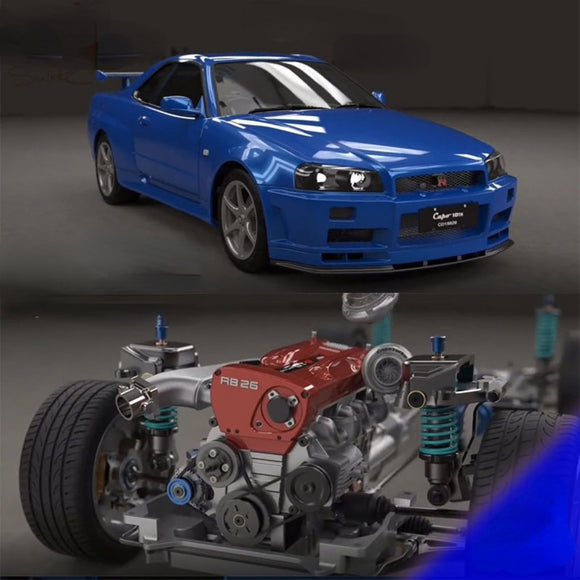 CAPO Skyline GTR R34 1/8 All-metal Rc Flat Drift Car KIT Blue Gray Version