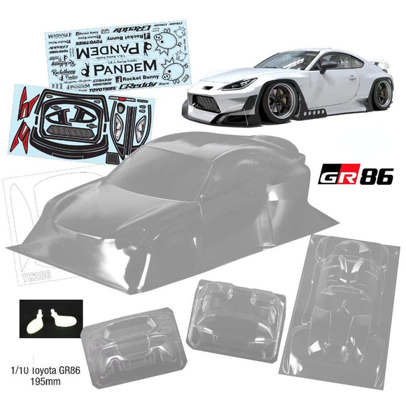 1/10 Toyota GR86 Pandem Rc Drift Car Transparent PC Case 195mm Wheelbase