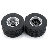 12mm Hex Adapter Metal Rear Wheel Hubs with Rubber Tires Kit for 1/14 Tamiya Rc Tractor Truck Trailer