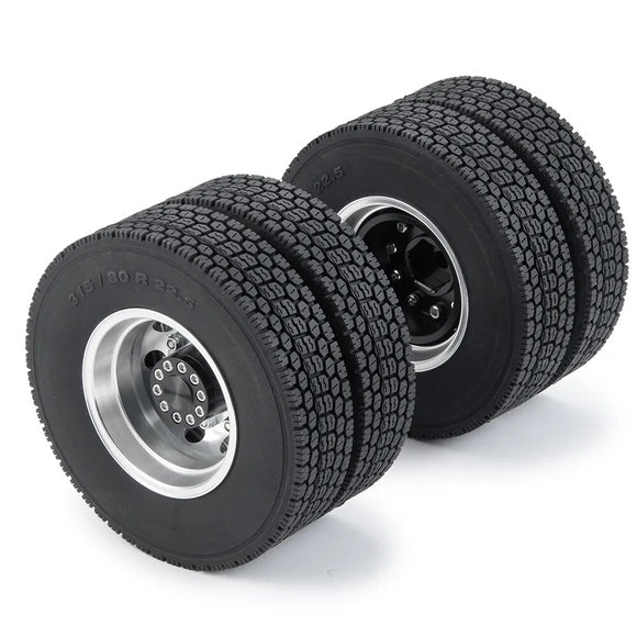 12mm Hex Adapter Metal Rear Wheel Hubs with Rubber Tires Kit for 1/14 Tamiya Rc Tractor Truck Trailer