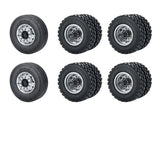 6x6 Metal Wheels Tires Set for 1/14 Tamiya RC Truck Tractor