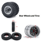 6x6 Metal Wheels Tires Set for 1/14 Tamiya RC Truck Tractor