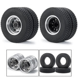 12mm Hex Adapter Metal Rear Wheel Hubs with Rubber Tires Kit for 1/14 Tamiya Rc Tractor Truck Trailer