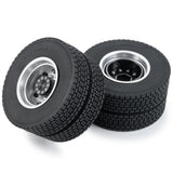 12mm Hex Adapter Metal Rear Wheel Hubs with Rubber Tires Kit for 1/14 Tamiya Rc Tractor Truck Trailer