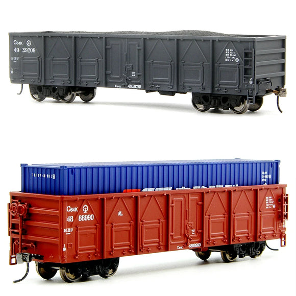 HO 1/87 Railway C64K Wide Open Car Freight Train Model