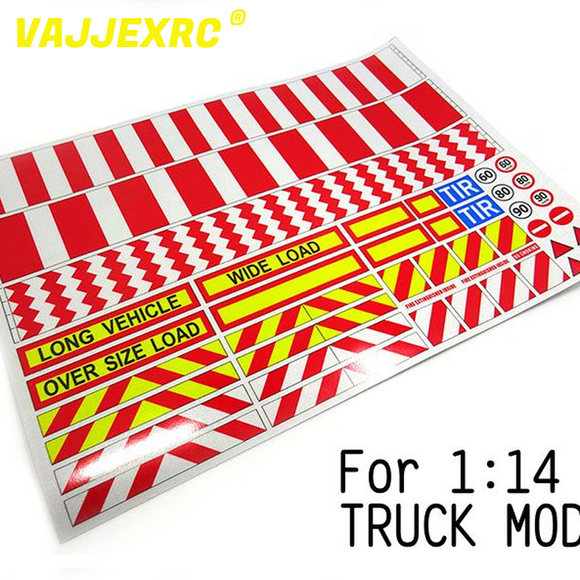 Waterproof Warning Sticker for 1/14 Remote Control Tamiya  Trailer