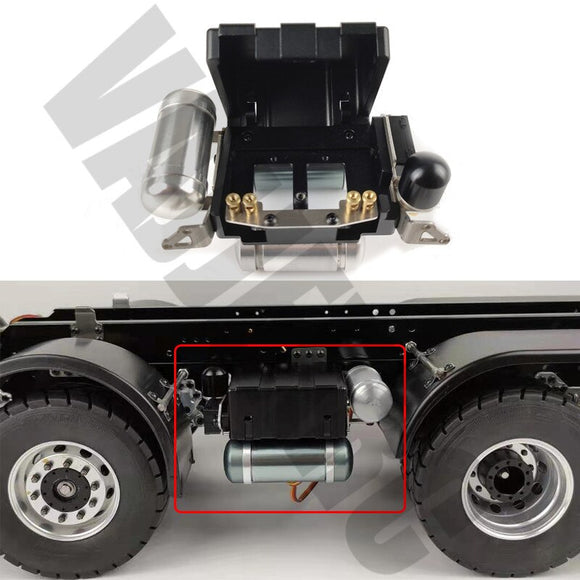 Metall-Differenzialsperren-Steuerkasten mit 2 Stück Lenkgetriebe für Tamiya 1/14 RC Scania R620 56323 R470 Sattelzugmaschine 