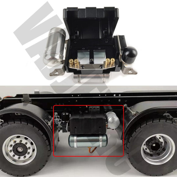 Metala Diferenca Ŝlosilo Kontrola Skatolo kun 2pcs Stirilo por Tamiya 1/14 RC Scania R620 56323 R470 Traktoro Trailer Kamiono 